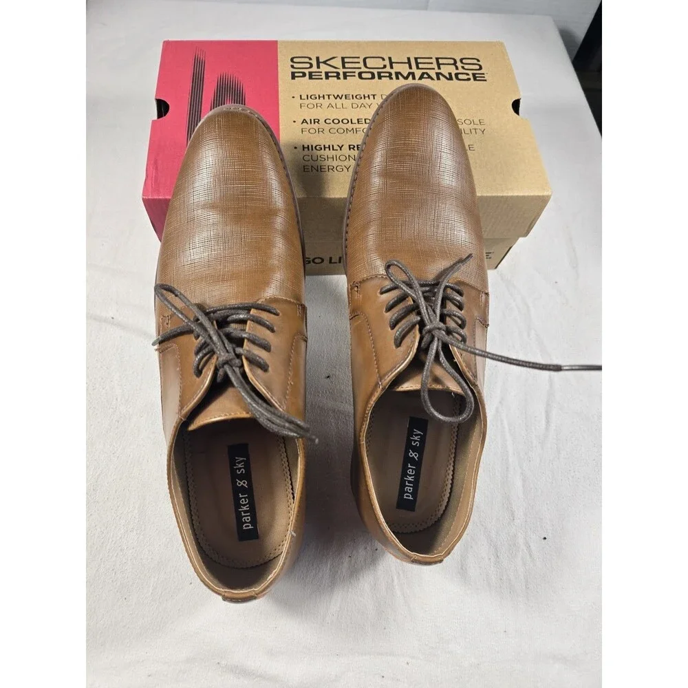 Parker & Sky Brown Leather Oxford Shoes Mens 10.5 Preppy